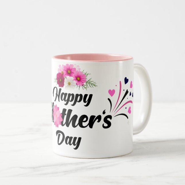 Tasse 2 Couleurs Joyeuse fête des Mères design moderne unique pour  (Devant droit)