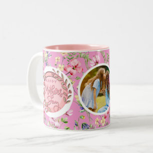 Tasse 2 Couleurs Joyeuse Fête des Mères Photo Élégante Moderne