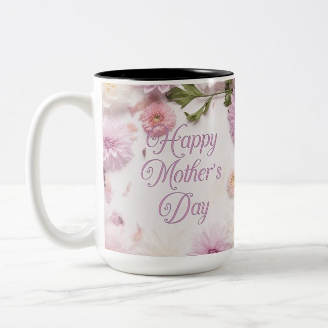 Tasse 2 Couleurs Joyeuse fête des Mères Rose (Gauche)