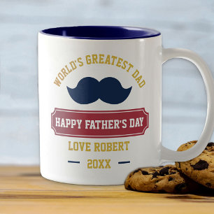 Tasse 2 Couleurs Joyeuse Fête des Pères Meilleur Papa du Monde - Bl