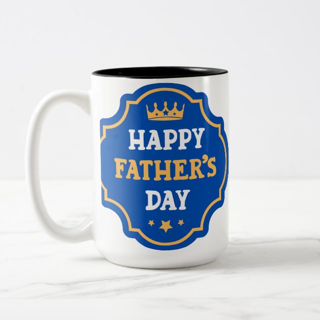 Tasse 2 Couleurs Joyeuse fête des Pères Papa ! Couronne (Gauche)
