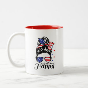 Tasse 2 Couleurs Joyeuse fête du travail drapeau américain