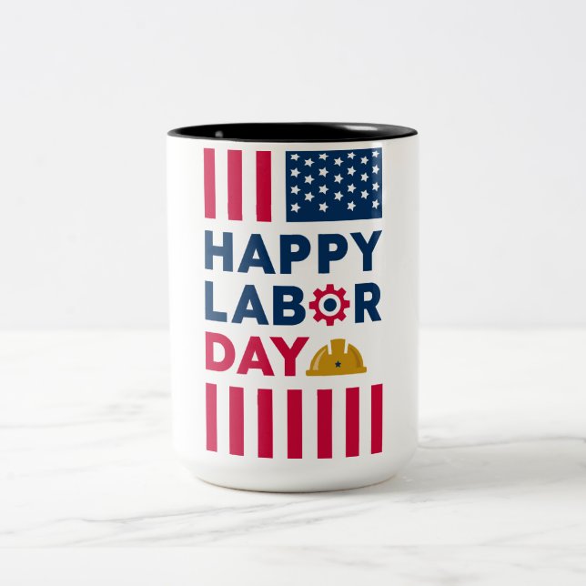 Tasse 2 Couleurs Joyeuse fête du Travail, États-Unis (Centre)