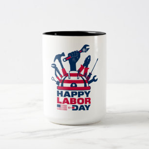Tasse 2 Couleurs Joyeuse fête du Travail, vacances aux États-Unis