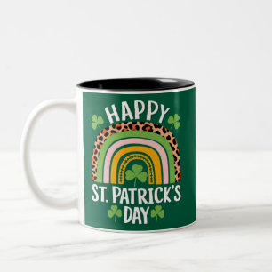 Tasse 2 Couleurs Joyeuse Fête Saint Patrick Arc-en-ciel Trèfle 