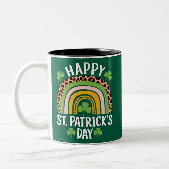 Tasse 2 Couleurs Joyeuse Fête Saint Patrick Arc-en-ciel Trèfle  (Gauche)