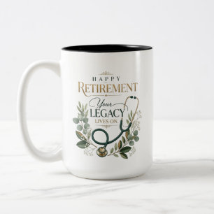 Tasse 2 Couleurs Joyeuse retraite docteur nom personnalisé