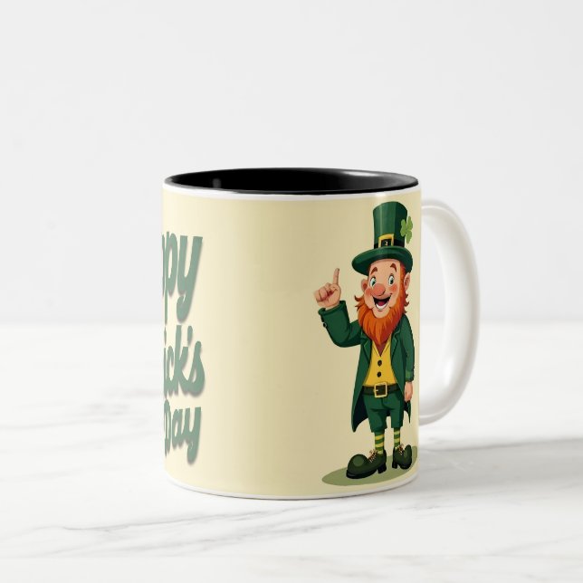 Tasse 2 Couleurs Joyeuse Saint-Patrick Cute Leprechaun (Devant droit)