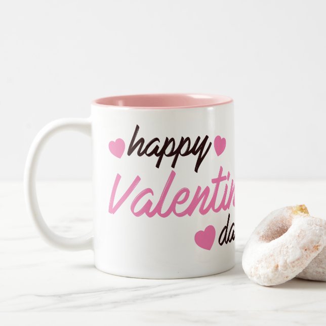 Tasse 2 Couleurs Joyeuse Saint-Valentin (Avec donut)