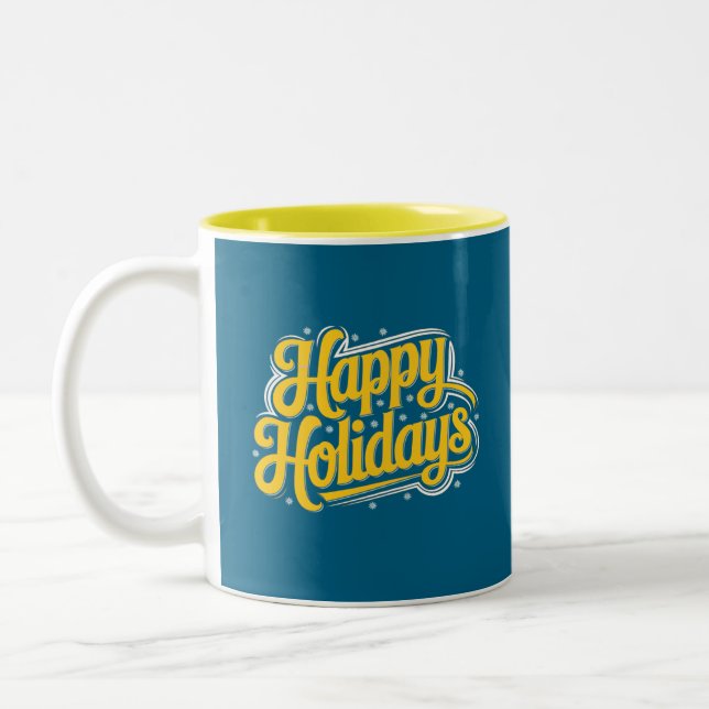 Tasse 2 Couleurs Joyeuses fêtes Art numérique (Gauche)