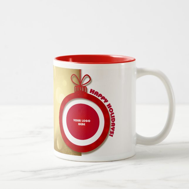 Tasse 2 Couleurs Joyeuses fêtes. Noël du logo d'entreprise personna (Droit)