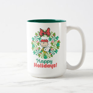 Tasse 2 Couleurs Joyeuses fêtes Wreath de bonbon de menthe poivré