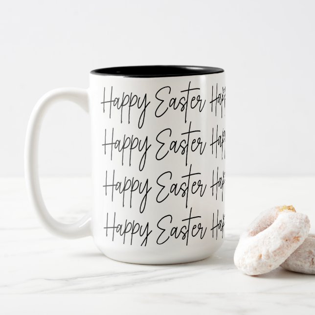 Tasse 2 Couleurs Joyeuses Pâques  (Avec donut)