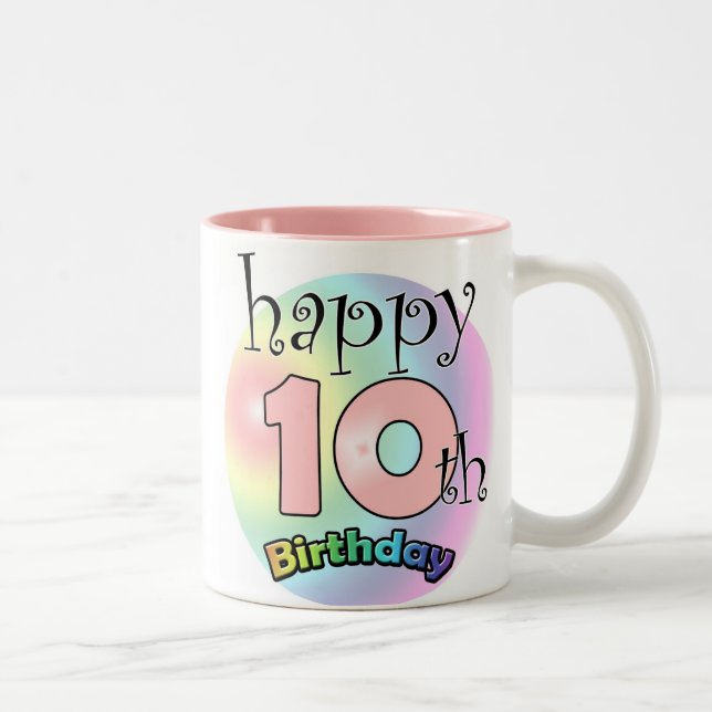 Tasse 2 Couleurs Joyeux 10e anniversaire (roze) (Droit)