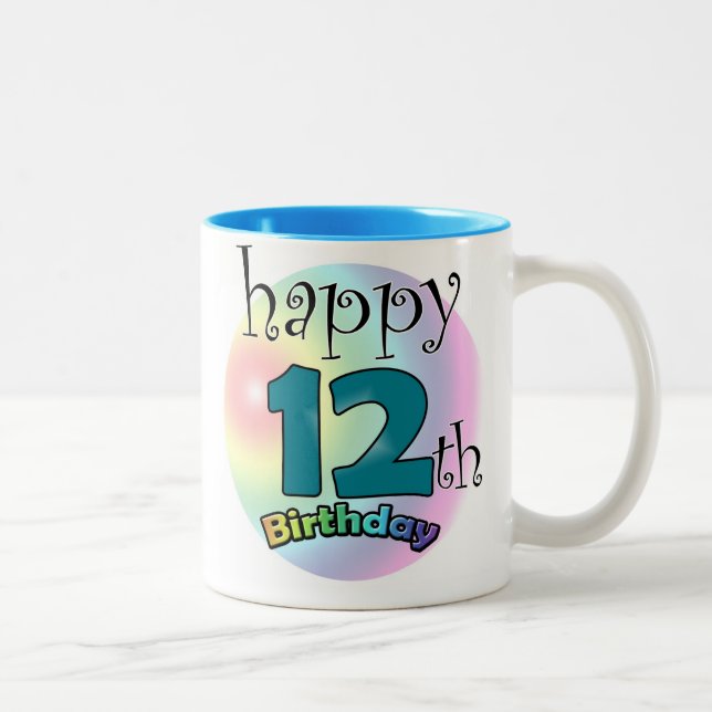 Tasse 2 Couleurs Joyeux 12e anniversaire (Droit)