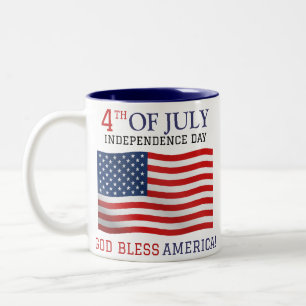 Tasse 2 Couleurs Joyeux 4 juillet Fête de l'Indépendance Rouge Blan