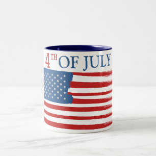 Tasse 2 Couleurs Joyeux 4 juillet Fête de l'Indépendance Rouge Blan