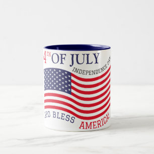 Tasse 2 Couleurs Joyeux 4 juillet Fête de l'Indépendance Rouge Blan