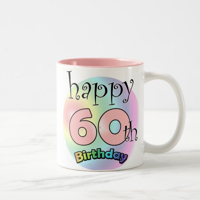 Tasse 2 Couleurs Joyeux 60e anniversaire (roze) (Droit)