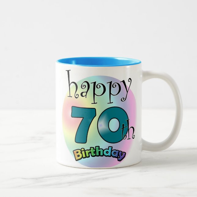 Tasse 2 Couleurs Joyeux 70e anniversaire (Droit)