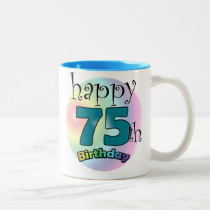 Tasse 2 Couleurs Joyeux 75e anniversaire (blauw)