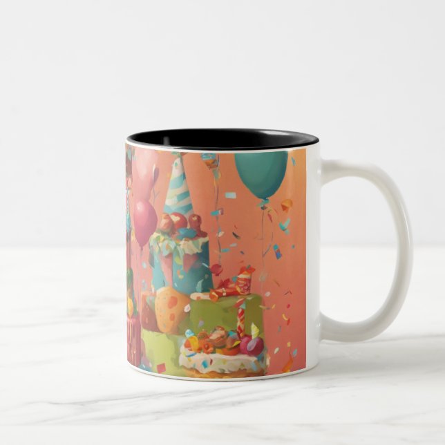 Tasse 2 Couleurs Joyeux anniversaire (Droit)