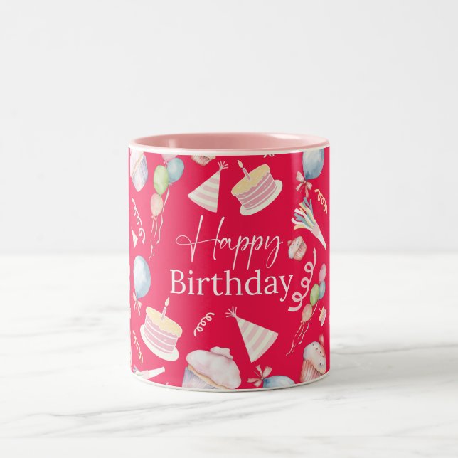 Tasse 2 Couleurs Joyeux anniversaire (Centre)