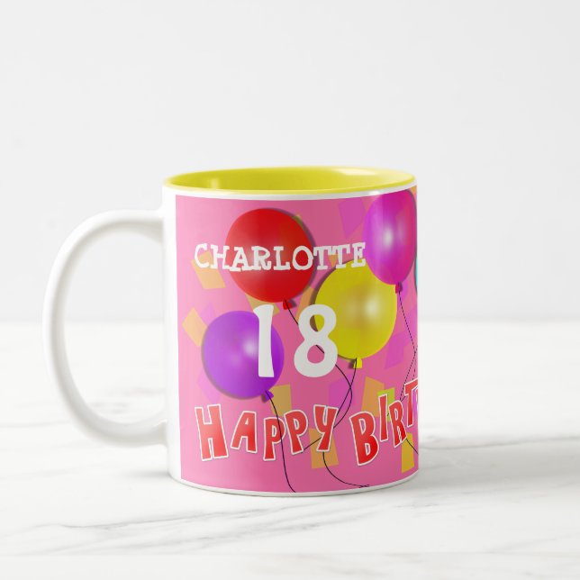 Tasse 2 Couleurs Joyeux Anniversaire Amusant 18ème Jalon Personnali (Gauche)
