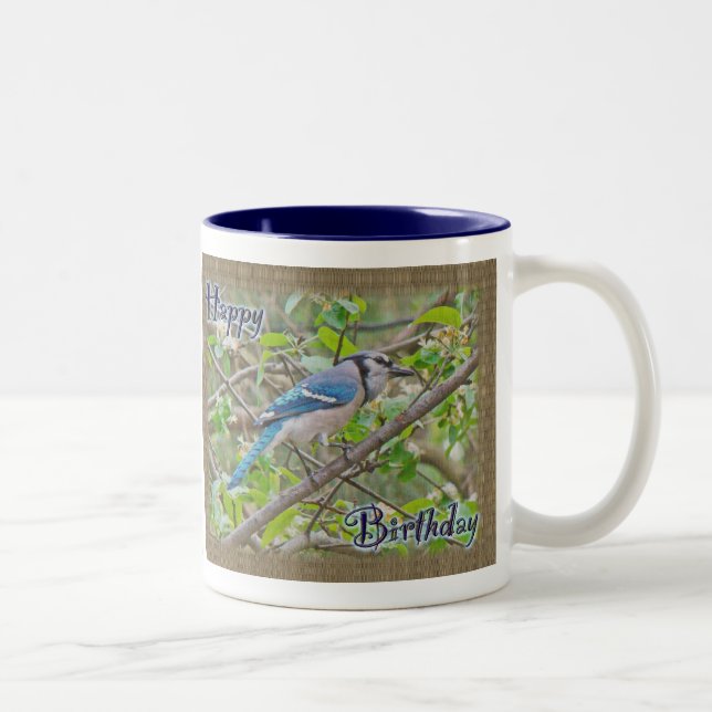 Tasse 2 Couleurs Joyeux anniversaire Blue Jay (Droit)