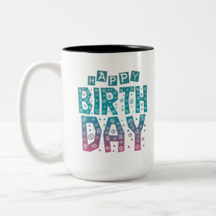 Tasse 2 Couleurs joyeux anniversaire coloré pour tous