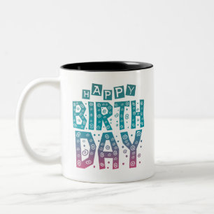 Tasse 2 Couleurs joyeux anniversaire coloré pour tous