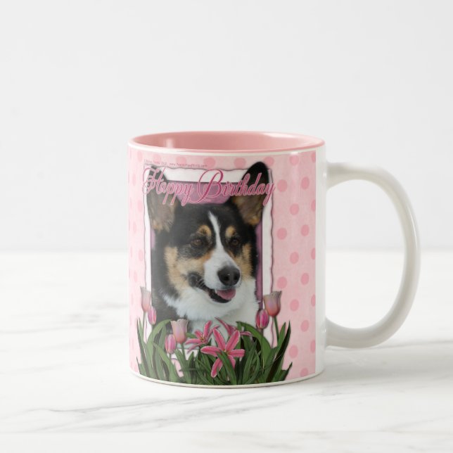 Tasse 2 Couleurs Joyeux anniversaire - corgi (Droit)