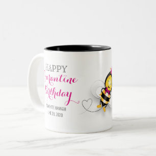 Tasse 2 Couleurs Joyeux anniversaire de quarantaine avec Happy Bee