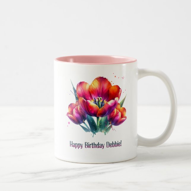 Tasse 2 Couleurs Joyeux anniversaire Debbie (Droit)