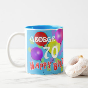 Tasse 2 Couleurs Joyeux anniversaire Fun 70e jalon Personnalisé