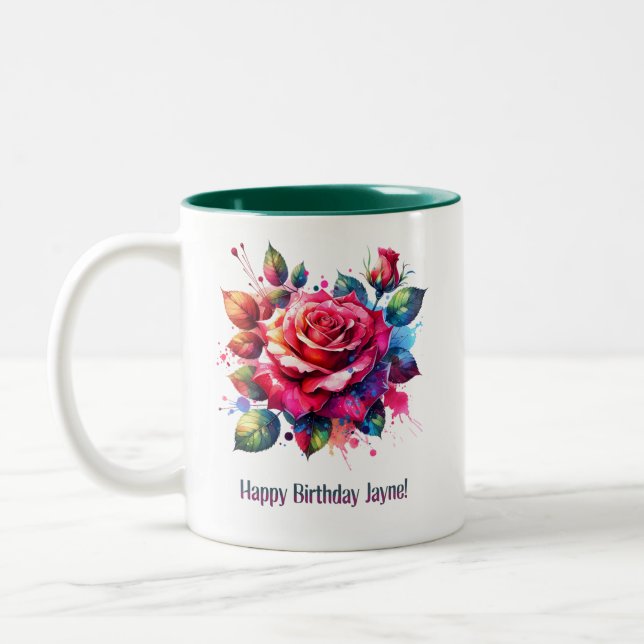 Tasse 2 Couleurs Joyeux anniversaire Jayne (Gauche)