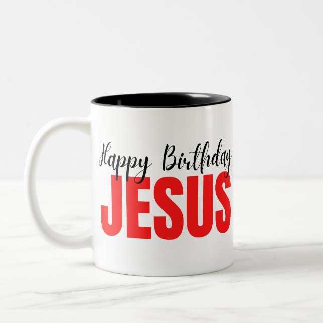 Tasse 2 Couleurs Joyeux anniversaire Jésus Noël (Gauche)