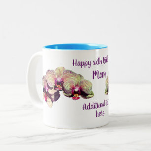 Tasse 2 Couleurs Joyeux anniversaire maman orchidée Fleur personnal