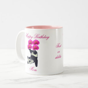 Tasse 2 Couleurs Joyeux Anniversaire Maman Panda Ours Personnalisé