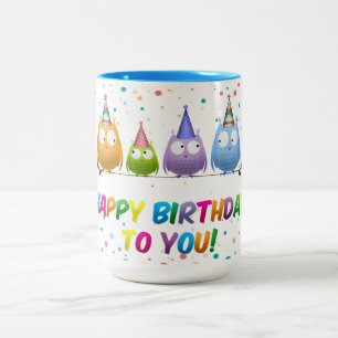 Tasse 2 Couleurs Joyeux Anniversaire pour vous, Chouettes,