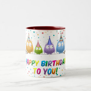 Tasse 2 Couleurs Joyeux Anniversaire pour vous, Chouettes,