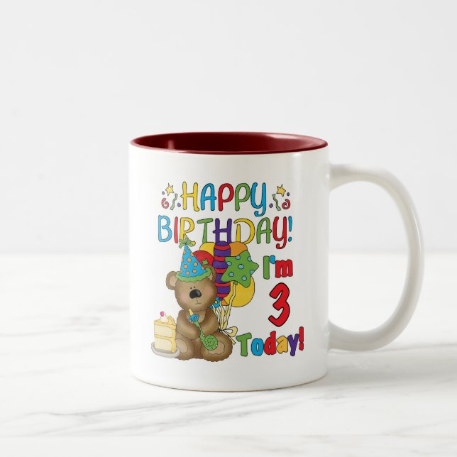 Tasse 2 Couleurs Joyeux anniversaire Teddy Bear 3e t-shirts et cade (Droit)