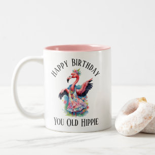 Tasse 2 Couleurs Joyeux Anniversaire Vieux Hippie Rétro des Années