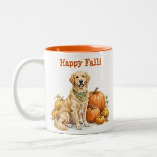 Tasse 2 Couleurs Joyeux Automne Golden Retriever Cadeau d'Automne A
