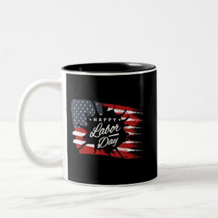 Tasse 2 Couleurs Joyeux cadeau de la fête du travail drapeau améric