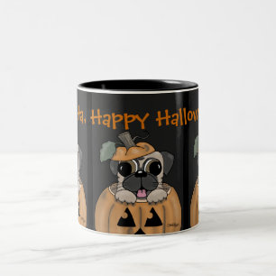 Tasse 2 Couleurs Joyeux Carlin d'Halloween dans Jack O'Lantern