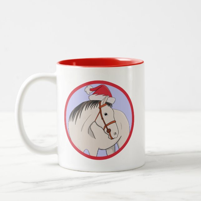 Tasse 2 Couleurs Joyeux Cheval de Noël (Gauche)