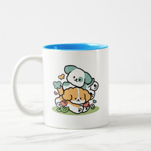 Tasse 2 Couleurs Joyeux Chiots Arrivés En Mai - Kawaii Dog Art