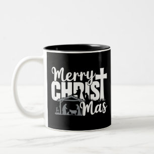Tasse 2 Couleurs Joyeux Christ Mas chrétien Noël Jésus Famille 