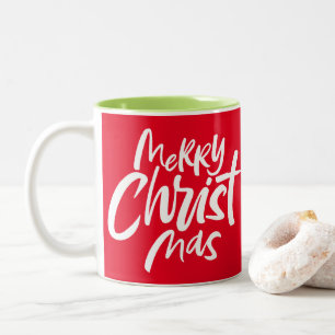 Tasse 2 Couleurs Joyeux Christian Christ Jésus Rouge Vert de Noël